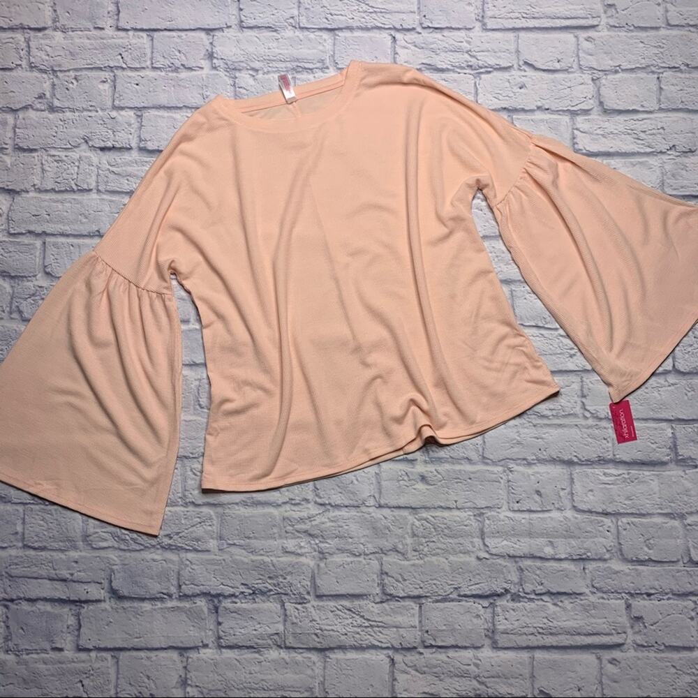 Xhilaration Waffle Sleepwear Bell Sleeve Top in Just Peachy